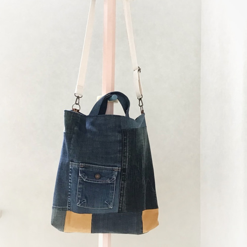 ☆ リメイク バッグ ・・・ リメイク デニム バッグ ☆ 2wayバッグ Myu