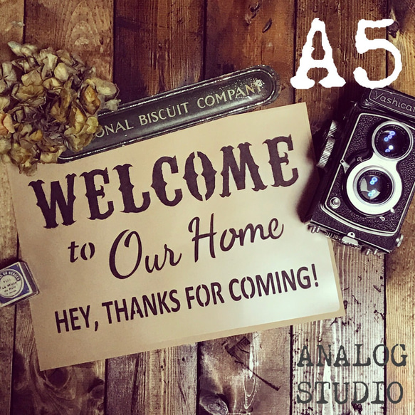 A5『WELCOME』ステンシルシート【送料無料】 1枚目の画像