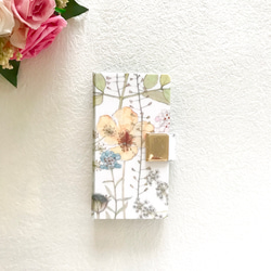 スマホケース(iPhone以外) 手帳型 リバティ「イルマ」ピンク系 花柄・ボタニカル柄 4枚目の画像