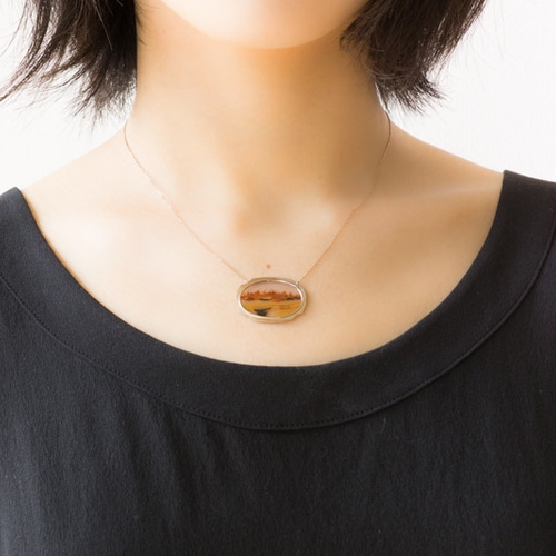 【超ポイント祭?期間限定】 Leone ランドスケープアゲートネックレスWG ネックレス コレクション