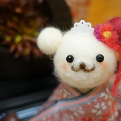 岡山畳縁×羊毛フェルト コロくまちゃんのお雛様 その他人形 みーにゃ