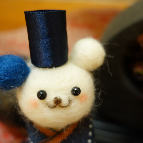 岡山畳縁×羊毛フェルト コロくまちゃんのお雛様 その他人形 みーにゃ