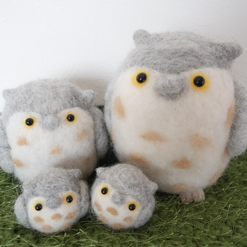 ふくろう 羊毛フェルト felt owl 羊毛フェルト みーにゃ 通販｜Creema 