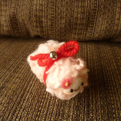 モコモコひつじ ピンク  felt sheep 3枚目の画像