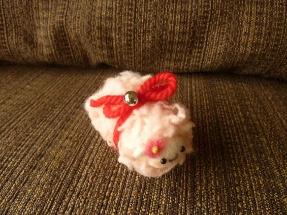 モコモコひつじ ピンク  felt sheep 3枚目の画像