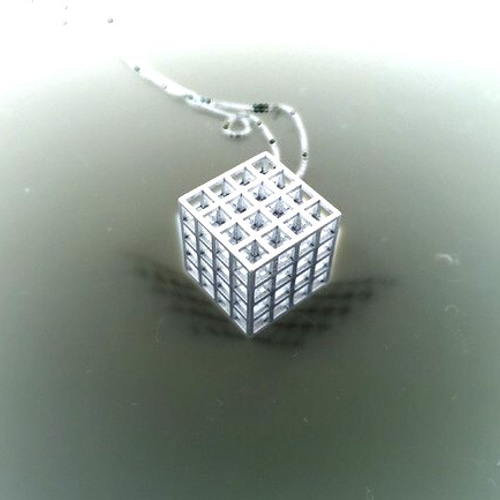 構造美 建築 透けるメッシュキューブネックレス Mesh Cube