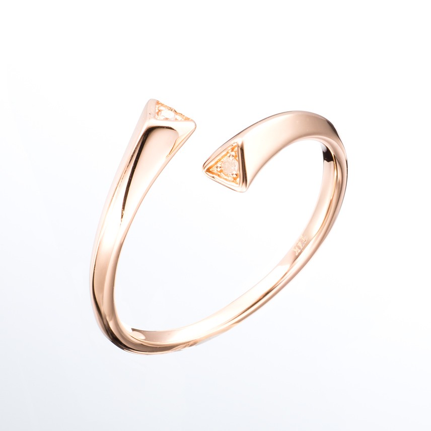 ダイヤモンドリングエレガントなダイヤモンドリング新鮮なシンプルなローズゴールドリング14Kローズゴールドミニマリストの女性のリン