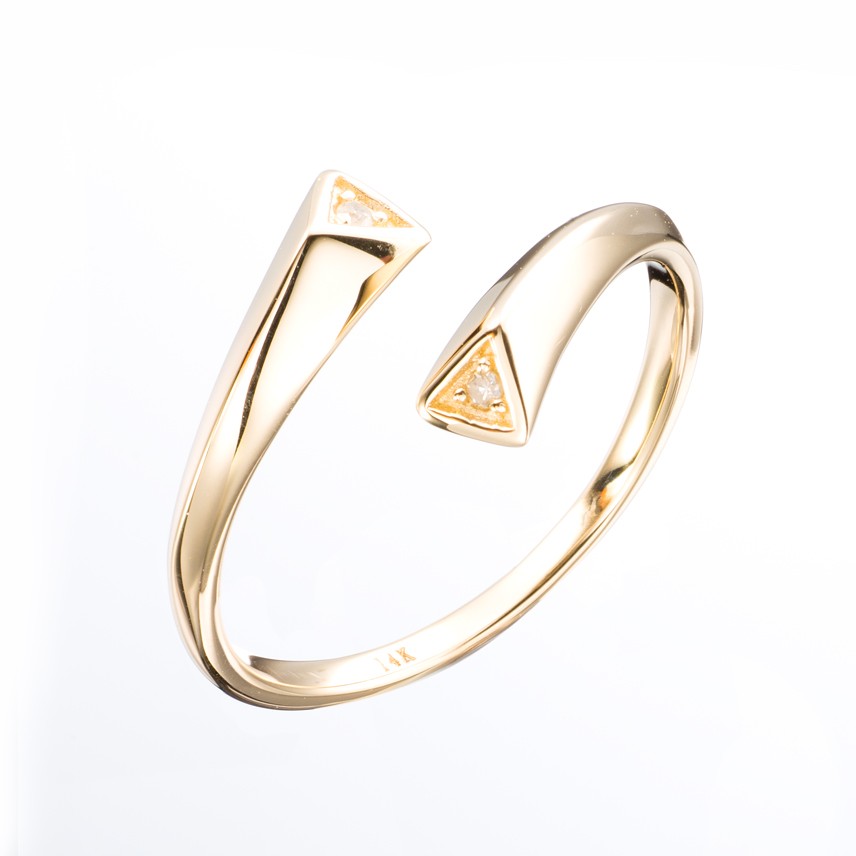 ダイヤモンドリングエレガントなダイヤモンドリング新鮮なシンプルなゴールドリング14Kイエローゴールドミニマリストの女性のリング幾