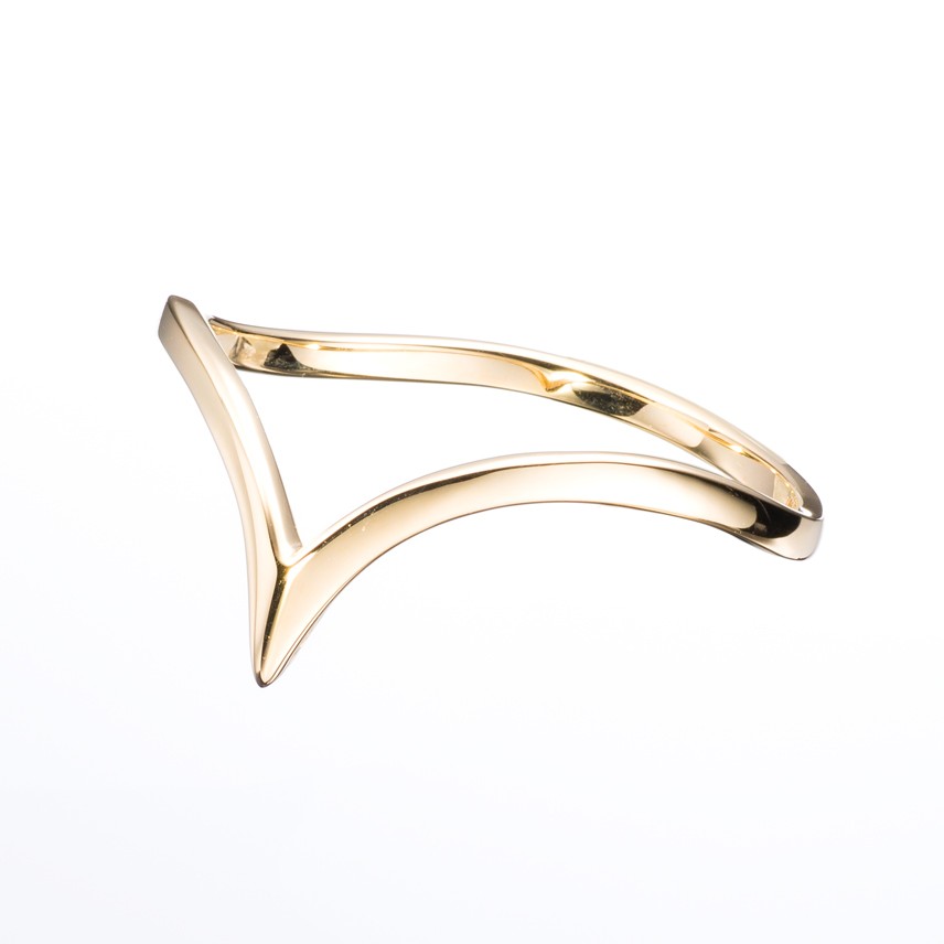 エレガントな紳士リングゴールドオスリングV字型シンプルなゴールドリング14Kゴールド人格男性リングミニマリストのファッションゴー