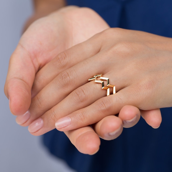 人格紳士リングゴールド男性リング幾何学的なシンプルな金の指輪14Kゴールド幾何学的なリングの質感の宝石類の誕生日プレゼント[メン 4枚目の画像