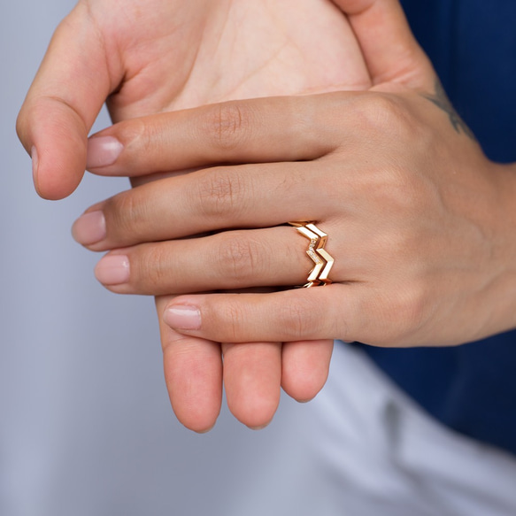 人格紳士リングゴールド男性リング幾何学的なシンプルな金の指輪14Kゴールド幾何学的なリングの質感の宝石類の誕生日プレゼント[メン 5枚目の画像