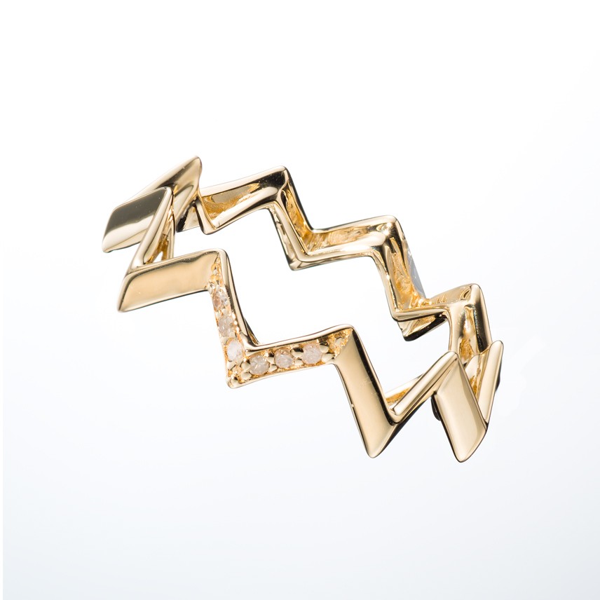 ダイヤモンドの指輪パーソナライズされたダイヤモンドの指輪幾何学的なシンプルな金の指輪14Kゴールドシックな女性の指輪幾何学的なリ