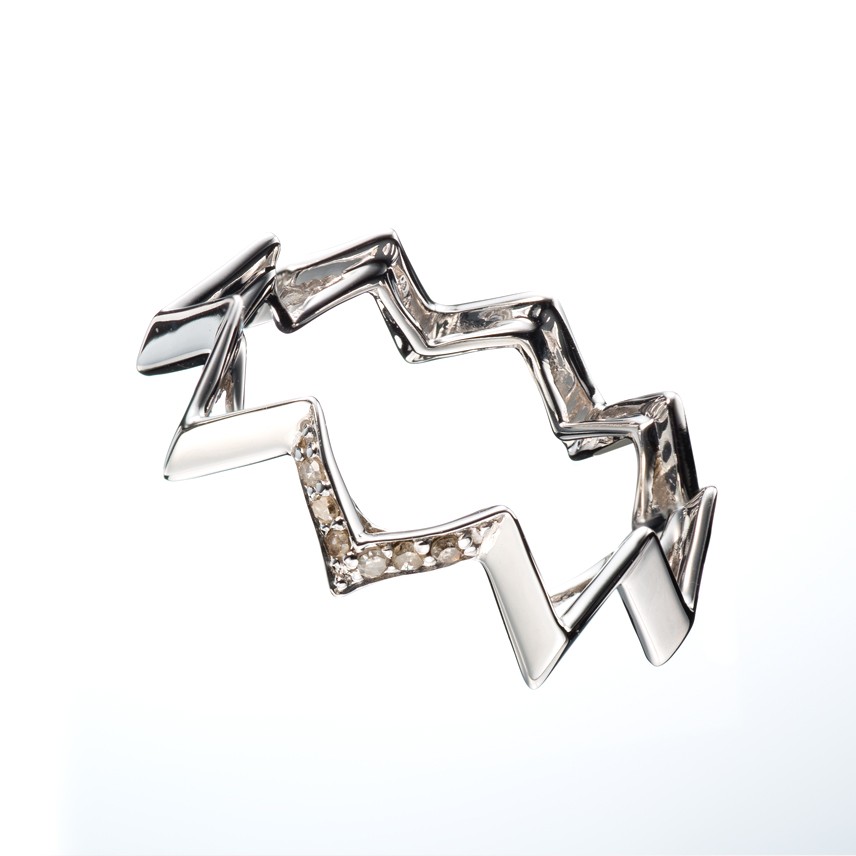 ダイヤモンドの指輪パーソナライズされたダイヤモンドの指輪幾何学的なシンプルなホワイトゴールドの指輪14Kホワイトゴールドのシック