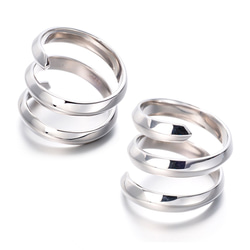 シルバー スパイラル ダイアモンドリング スターリングシルバースパイラルオープニングリング925シルバー