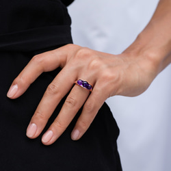 アメジストリングパープルジュエリープラチナリングフレッシュゴールドメスリング婚約指輪天然アメジストプラチナリングライトジュエリー 7枚目の画像
