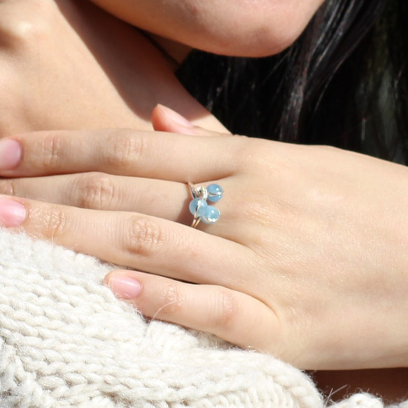 純銀海藍寶戒指 藍色珠寶銀飾 清新925銀女戒 天藍色銀器 輕珠寶純銀戒指生日禮物 Aquamarine ring 第6張的照片