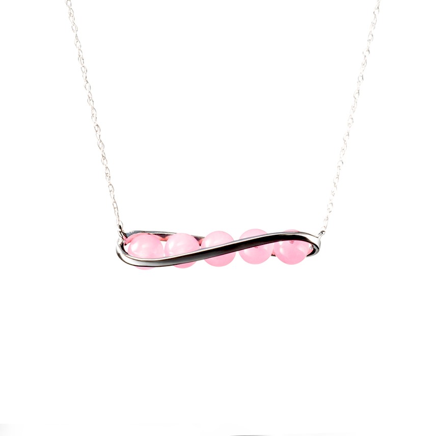 ピンクカルセドニー鎖骨チェーンピンクゴールドホワイトゴールドネックレス合理化されたホワイトゴールドジュエリー新鮮な韓国風のネック