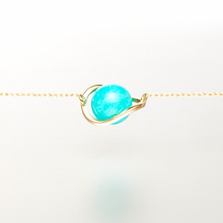 天河石黃金項鍊 極簡鎖骨鍊 藍色極簡小項鍊金飾 亞馬遜石清新輕珠寶項鍊生日禮物 Amazonite necklace 第2張的照片
