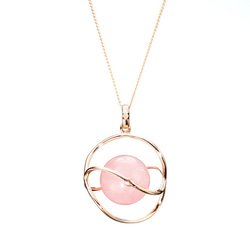 粉晶鎖骨鍊 粉紅玫瑰金項鍊清新金飾 14k玫瑰金鑽石粉晶項鍊 項鍊珠寶飾品 Rose quartz necklace 第1張的照片