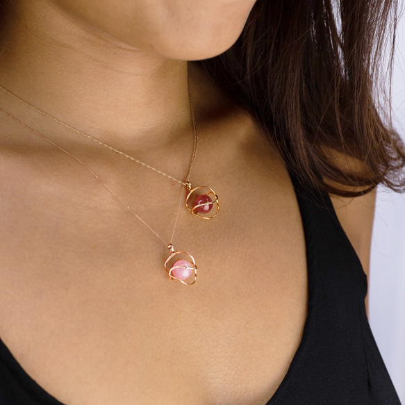 粉晶鎖骨鍊 粉紅玫瑰金項鍊清新金飾 14k玫瑰金鑽石粉晶項鍊 項鍊珠寶飾品 Rose quartz necklace 第7張的照片
