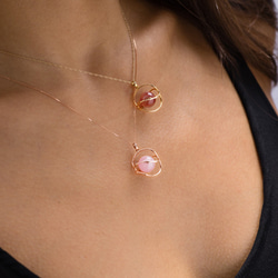 粉晶鎖骨鍊 粉紅玫瑰金項鍊清新金飾 14k玫瑰金鑽石粉晶項鍊 項鍊珠寶飾品 Rose quartz necklace 第8張的照片