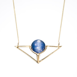 藍晶石鎖骨鍊 藍色幾何金飾黃金項鍊 鑽石黃金飾品 藍水晶幾何項鍊珠寶飾品 Kyanite gold necklace 第1張的照片