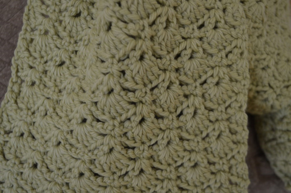 かぎ針編みのストール（松編み・グリーン） 5枚目の画像