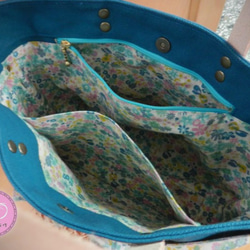 日本8號帆布系列~土耳其藍蝴蝶領巾 托特包/手提包 第4張的照片