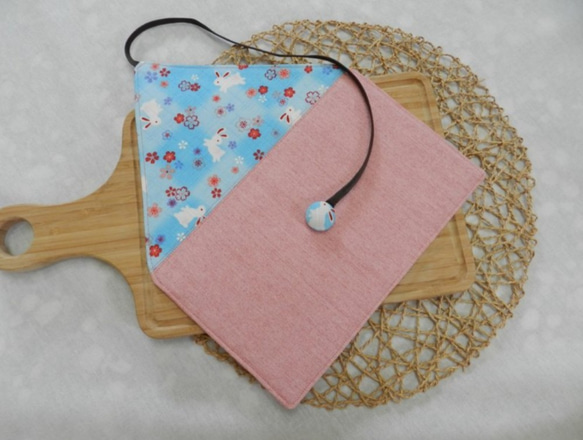 日本和風系列~淺藍 櫻花兔環保筷套/餐具包(4格式) 第2張的照片