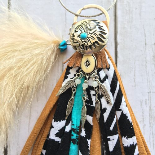 タッセルキーホルダー☆バッグチャーム☆ネイティブ☆5個セット