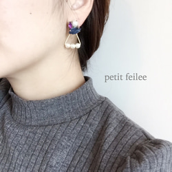 ♡2way♡ Petit Bijoux × ▽パールキャッチピアス《Purple》 2枚目の画像