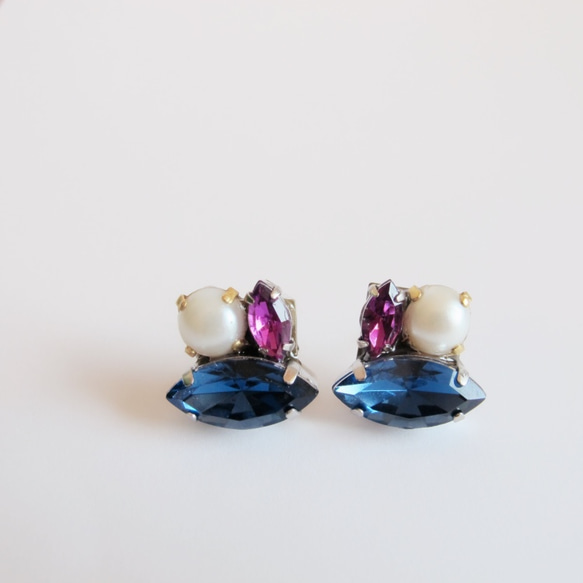 ♡2way♡ Petit Bijoux × ▽パールキャッチピアス《Purple》 3枚目の画像