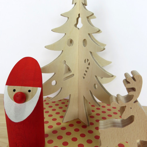 木製クリスマス飾りセット Creema 限定☆クリスマス飾り☆木製☆シンプル☆ツリー・サンタ