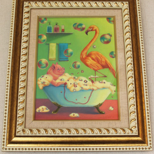 アクアリウム　新人画家　大塚麻世  カピバラ　油彩 絵画 動物　油絵　動物絵 アクアリウム 新人画家 大塚麻世 カピバラ 油彩 絵画 動物 油絵