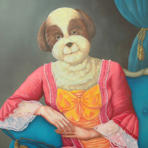 人物画 女性と犬の肖像画 犬の貴婦人 絵画 大塚麻世 通販 114547｜Creema(クリーマ)