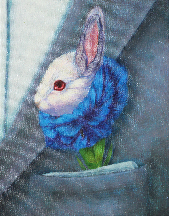 感情の花(うさぎ) 新人画家　大塚麻世  うさぎ　油彩 絵画　油絵　動物 感情の花（うさぎ）