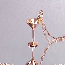 カクテルグラス ペンダントネックレス 鏡面仕上げ シルバー925　ピンクゴールドプレーテッド 4枚目の画像