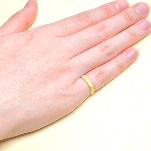 K18YG(18金イエローゴールド) 平打ちミディアムリング(M) スターダスト