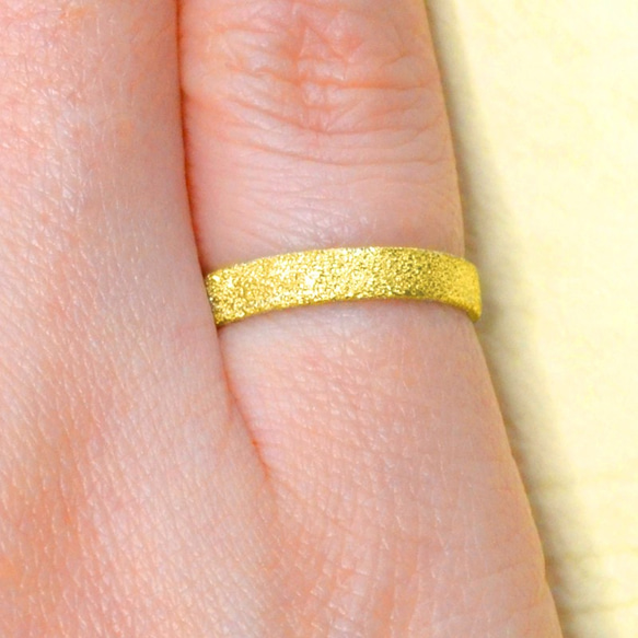K18YG(18金イエローゴールド) 平打ちミディアムリング(M) スターダスト