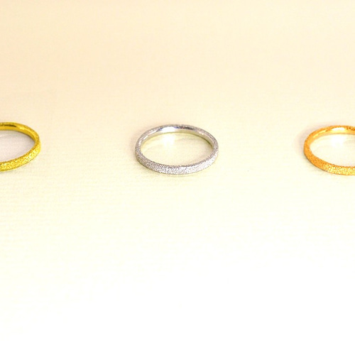 K18PG(18金ピンクゴールド) 平打ちスリムリング(S) スターダスト加工