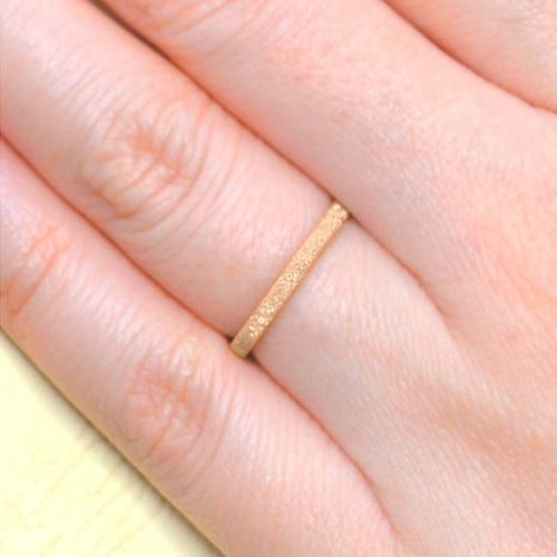 K18PG(18金ピンクゴールド) 平打ちスリムリング(S) スターダスト加工