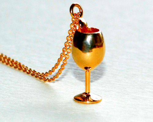 ワイングラス ペンダントネックレス K18PG(18金ピンクゴールド) 鏡面