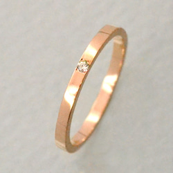 一粒ダイヤモンド フラットリング K10PG(10金ピンクゴールド) 選べる