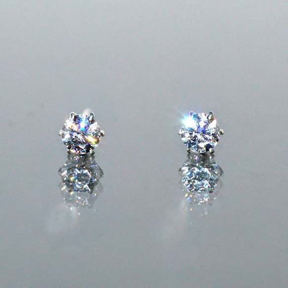 3.5mm 一粒ダイヤモンド 6本爪スタッズピアス PT900(プラチナ) 7枚目の画像