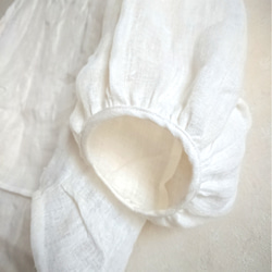 二重織リネンのロールカラーとバルーンスリーブのブラウス☆オフホワイト☆ボリューム袖☆ 5枚目の画像