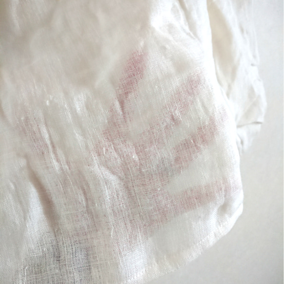 二重織リネンのロールカラーとバルーンスリーブのブラウス☆オフホワイト☆ボリューム袖☆ 6枚目の画像