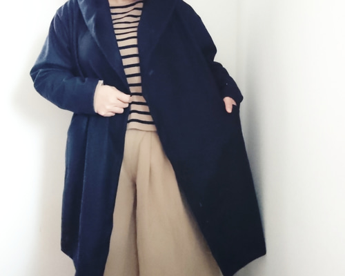 圧縮ウール100%☆さっと羽織れるフード付きコーディガン☆カーディガン