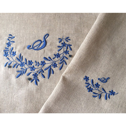 おから染 麻 エプロン ナプキン付き Normal丈 セミオーダー お好きなイニシャル刺繍 母の日 4枚目の画像