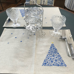 おから染 ランチョンマット クリスマスツリー柄 1枚目の画像