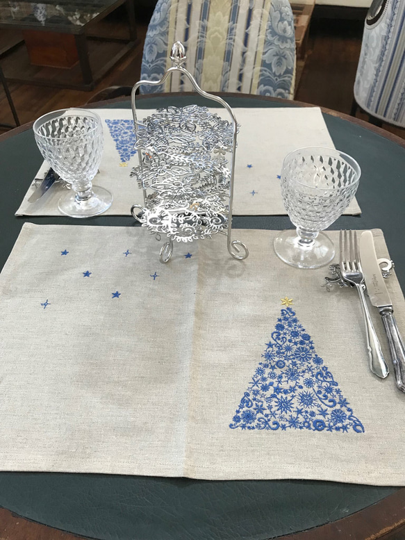 おから染 ランチョンマット クリスマスツリー柄 1枚目の画像